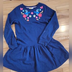 Mini Boden Navy Dress with Colorful Floral Designi